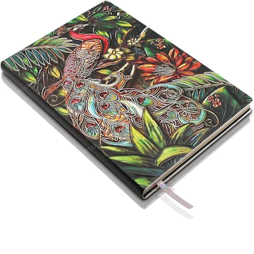 Image of Alokik 3D Peacock DND Vintage Leather Journal Writing Notebook with 200 Page A5 Journal Diary,Antique Handmade Leather Diary,Travel Diary&Notebook to Write in,Diary Gift for Men Women