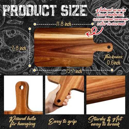 Nuenen-10-Pcs-Wood-Cutting-Board-with-Handle-157-x-78-Inch-Wooden-Serving-Board-Kitchen-Chopping-Boards-for-Pizza-Bread-Cheese-Charcuterie-Fruit-VegetablesAcacia