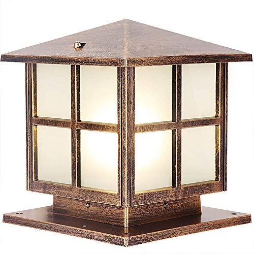 Qianqiusui Wonderful Column Headlight ，Aluminum Waterproof Garden Lighting，Retro Wall Garden Column Headlights (Color : Gold, Size : 40×40×52cm)