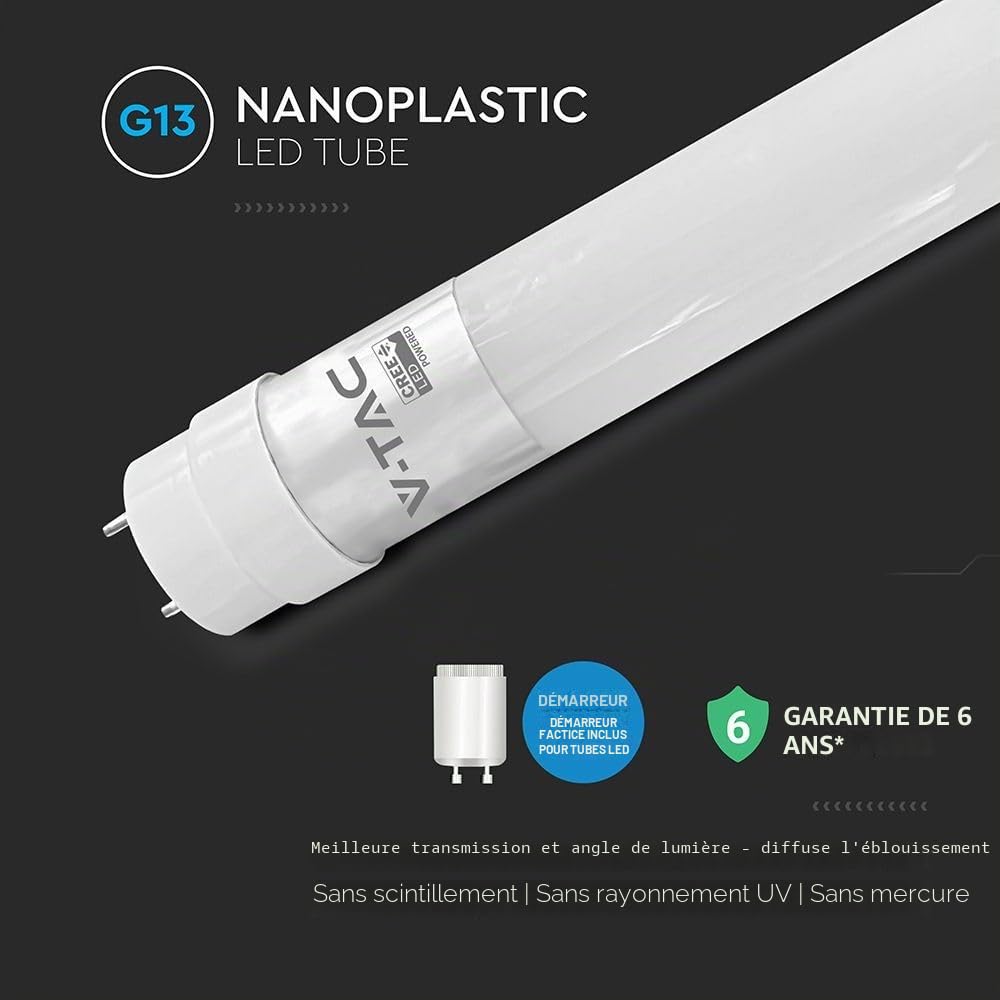 Lot de 5 tubes LED Samsung 18W 120 cm 4000K 160° lumière du jour