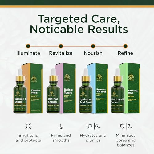 Image of Tree of Life Vitamin C Serum for Face - Brightening and Hydrating Face Oil for Dark Spots and Fine Lines - Suitable for Sensitive Skin - Dermatologist Tested Skin Care - 1 Fl Oz (Pack of 2)