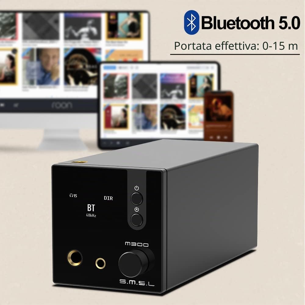 SMSL M300SE (aggiornato) Due Chip CS43131 MQA audio Decoder Amplificatore Per Cuffie,XMOS Di Terza Generazione,PCM768kHz/32bit DSD256,Uscita bilanciata XLR,THD+N -117dB,con Telecomando