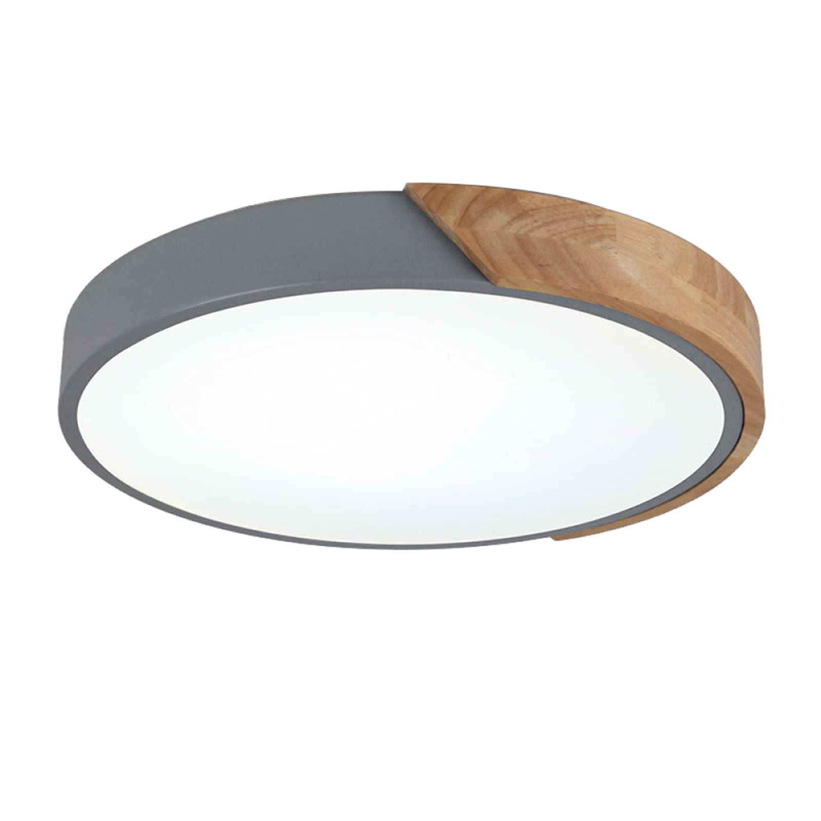 Round Macaron LED Ceiling Light, Modern Wood Ceiling Lamp Flush Mount Ceiling Lighting for Children's Room, Living Room, Bedroom, Hallway,Grey+Warm White-50cm 36W