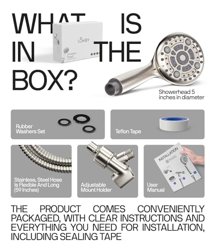 High Pressure 6-Setting Handheld Shower Head Set with Hose - Image 6