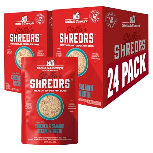Stella & Chewy's Cage Free Chicken & Salmon Shredrs - Premium Dog Food Pouches - Perfect For Picky Eaters- 24 Pack, 2.8oz Each - image 1