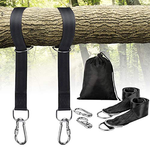 Kuyang Set of 2 Hammock Straps, 5ft Tree Swing Straps with 2 Heavy Duty Carabiners, Camping Hammock Rope Straps Accessories, Holds Up to 2204 LB, Compact & Easy to Set Up