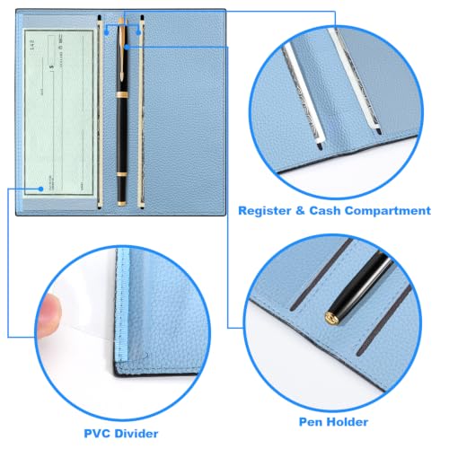 Image of CASMONAL Checkbook Cover for Women & Men, PU Leather Wallet RFID Blocking
