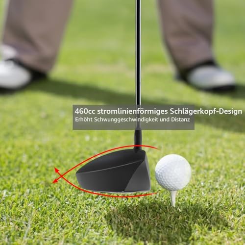 MAZEL Titan-Golf-Treiber für Herren 460cc Rechtshänder, Premium-Cup Face Design, Maximale Balldistanz (Black, 10.5 Degree Flex Stiff)