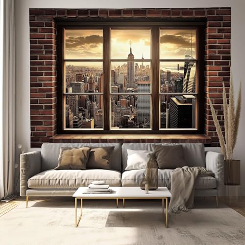 Tapiz decorativo de pared MULERN con diseño artístico de ventana y ladrillo, 150x130 cm 1