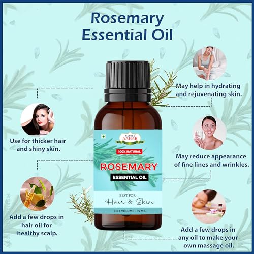Image of Rosemary Oil For Hair, Face, Skin | Rosemary Dried Leaf Combo Pack (Rosemary Leaf 100 g Free With Rosemary Oil 15 ml)