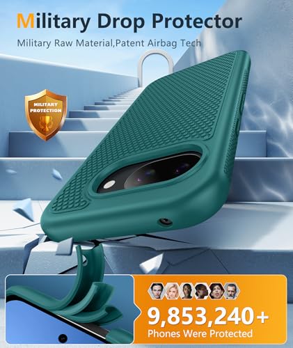 Image of FNTCASE for Google Pixel 10A Case - Military Grade Drop Protection, 14ft Drop Tested, Screen Protector Included, Anti-Slip Anti-Fingerprint Matte Textured, Soft TPU Shockproof Cover (Green)
