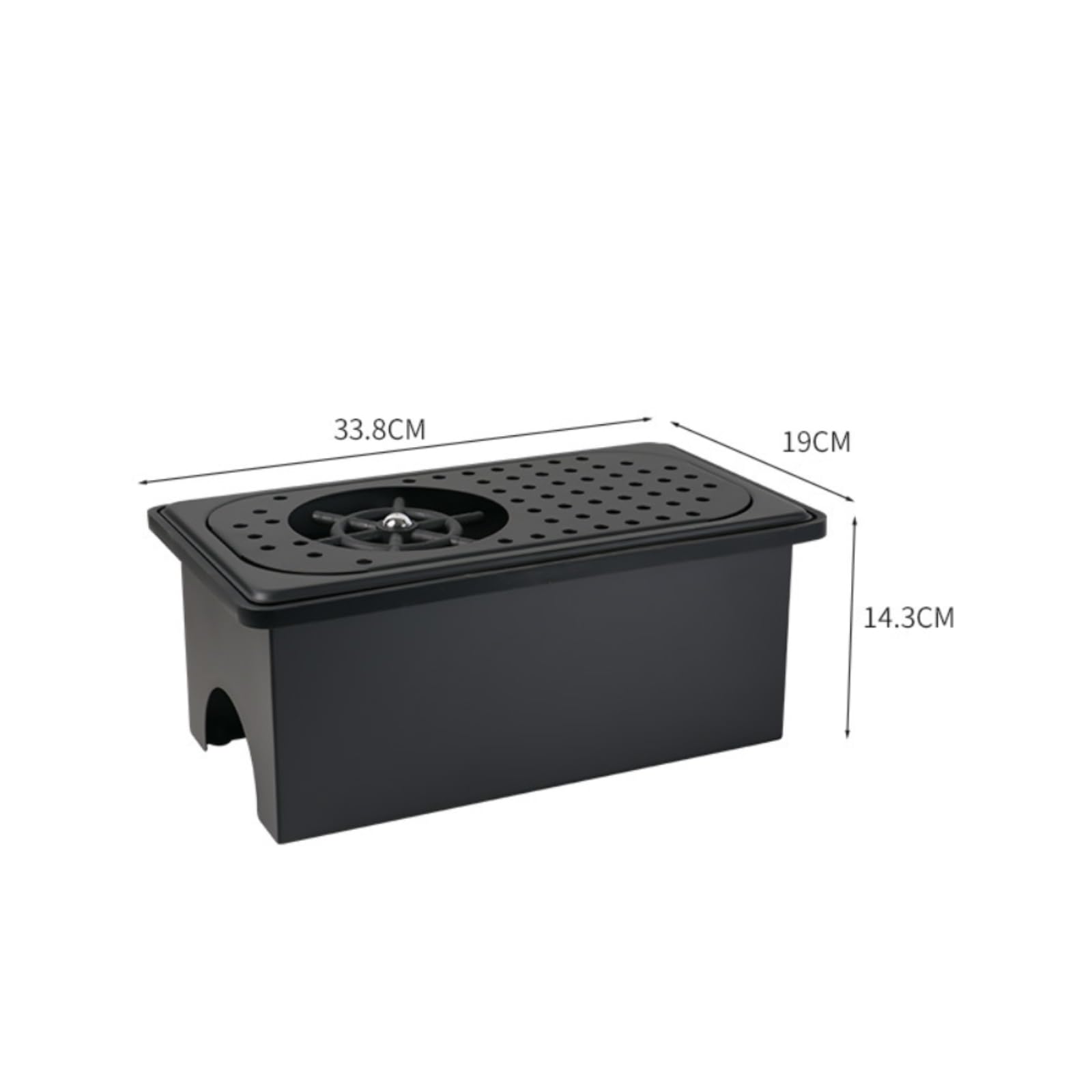Lavavasos Empotrable Perforado Lavavasos Encimera Rociador Central Enjuagador Vasos, Negro, Rectangular