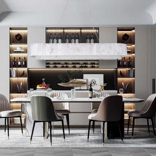 Sucelating 2023121803 L54In Alabaster Rectangular Chandelier For Dining Room, Modern White Marble Chandeliers For Kitchen Island Dining Table Living Room thumb #3