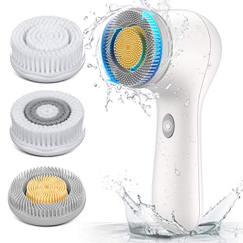 Preisvergleich Produktbild Gesichtsreinigungsbürste, ETEREAUTY wiederaufladbare Gesichtsbürste, 3 Bürstenköpfen zum Reinigen,Peeling, wasserdichte elektrische Schleuderbürste, USB-Aufladung, intelligenter Time