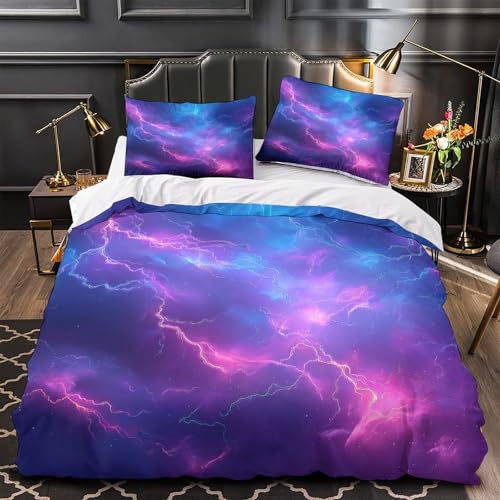 Housse de couette éclair néon 140x200 parure lit 3d - 2