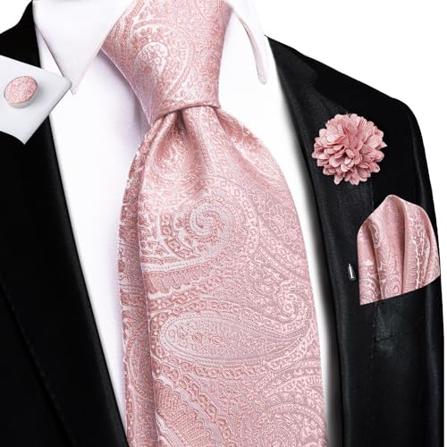 Image of Hi-Tie Men's Tie Lapel Pin Set Pocket Square Cufflinks Formal Woven Silk Tie Sets Wedding Party