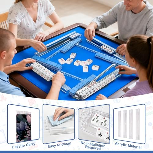 Mahjong racks con empujadores y bolsa de almacenamiento miniatura 6