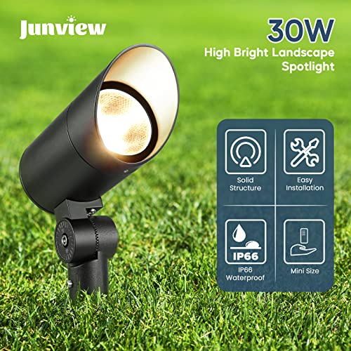 Image of 30W LED Spotlight Outdoor 120V Waterproof Spot Light 3000LM Ultra Bright Spot Lights Outdoor Warm White Landscape Lighting with 5FT Cord with Plug for Flag Pole Tree Yard Garden(2pack)