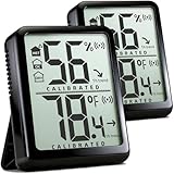 Antonki 2 Pack Room Thermometer Small Hygrometer Indoor Humidity Monitor Sensor, Digital Temperature and Humidity Meter Gauge for Home, Baby Nursery, Reptile, Greenhouse - Battery Included