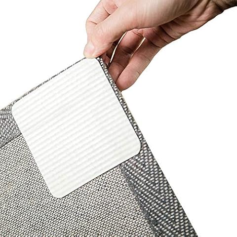 Home Techpro Rug Pads Grippers, 12 PCS Non Slip Washable Grippers for Rug, “Vacuum TECH” - New Materials to Anti Curling Rug Pad : Keep Your Rug in Place & Make Corner Flat and Easily Peel Off Cover