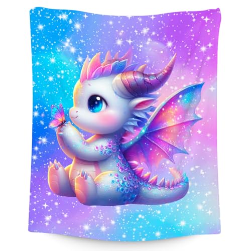 Kids Blanket for Girls Dragon Blankets Gifts - Comfy Cozy Fleece Throws for Couch, Bed & Bedroom 60"x80"