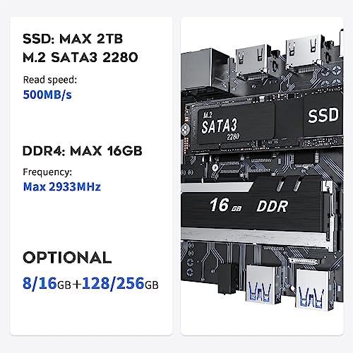 Image of Beelink New 11th Generation Mini PC,Intel N5095 Processor (up to 2.9GHZ),Mini Computer with 8GB DDR4 RAM /256GB M.2 SATA SSD,Supports Extended HDD&SSD /Dual HDMI /WiFi5 /BT5.0