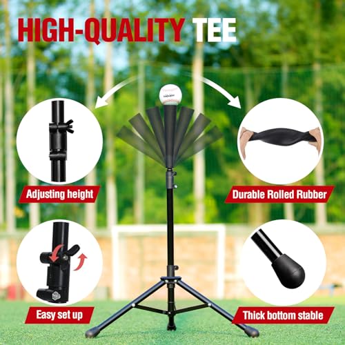 Zupapa Baseball net, 7X7 Feet Portable Baseball Softball Practice Net Set with Upgraded Strike Zone, Travel Tee for Hitting Pitching Batting Catching（Black） - Thumbnail 4