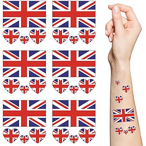UK Flag Temporary Tattoos,10 Sheets United Kingdom Flag British Flag National Flag Face Tattoo Stickers for World Cup European Cup International Competitions Cover
