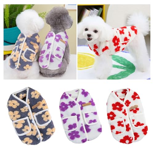 犬服 犬用 セーター 春 秋 冬 セーター 犬用コスチューム 防寒コート 袖なし 前あき ボタン タンクトップ ふわふわ 柔軟 散歩着 お散歩お出掛け用(L,3PCS)