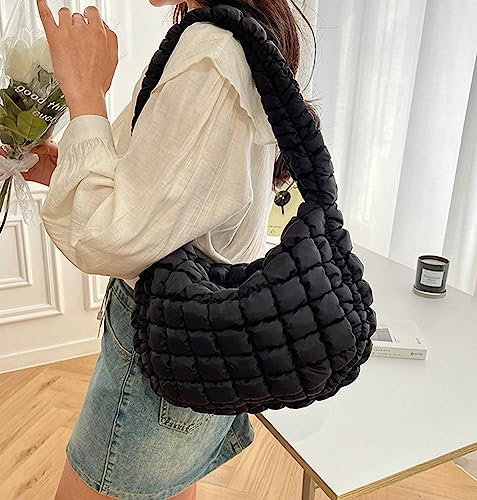Image of Quilted Tote Bag for Women Puffer Bag Lightweight Padding Shoulder Purse Hobo Bags Satchel Handbag Cloud Bags with Zip 2026