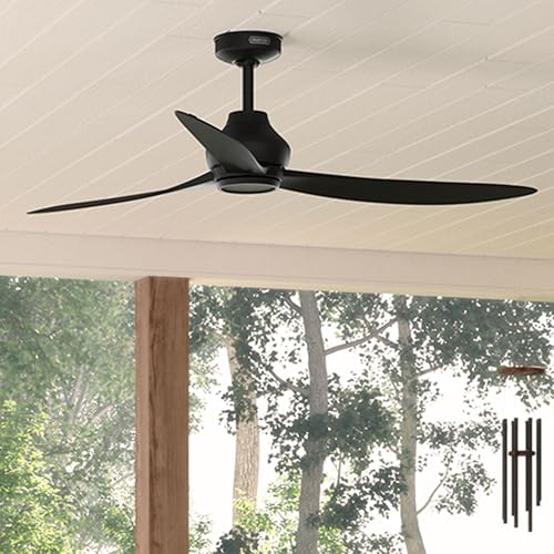 Hunter 60 inch Indoor/Outdoor Ceiling Fan and Remote Control, Mazzini Matte Black Ceiling Fan, 6 Speed ENERGY STAR, 52810, for Patios, Bedrooms, or Living Rooms