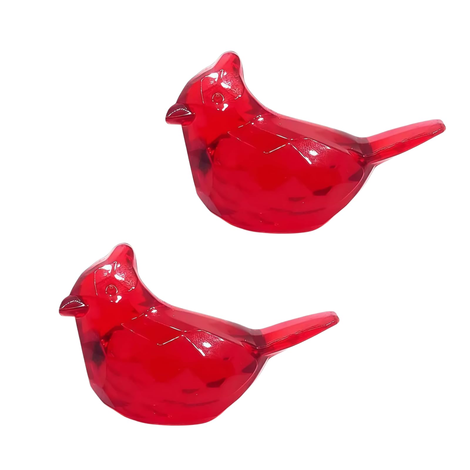 2Pcs Red Acrylic Cardinal Figurine Home Decor Glass Bird Statue for Illuminated Home Display D cor Accents Products