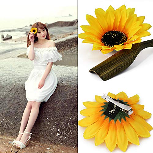 Sunflower Hair Clips and Barrettes for Women and Girls - 3Pcs Yellow Clips for Hair Styling, Christmas Party Hair Accessories image 3