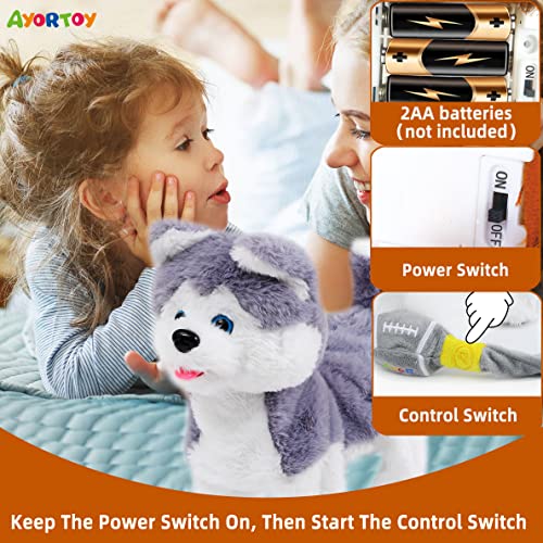 Ayortoy Singing Walking Barking Puppy Dog Toy With Control Leash, Repeat What You Say, Plush Interactive Husky Dog Toy For Kids, Ear Moving Electronic Realistic Dog Stuffed Animal, 11.4” #TOP5