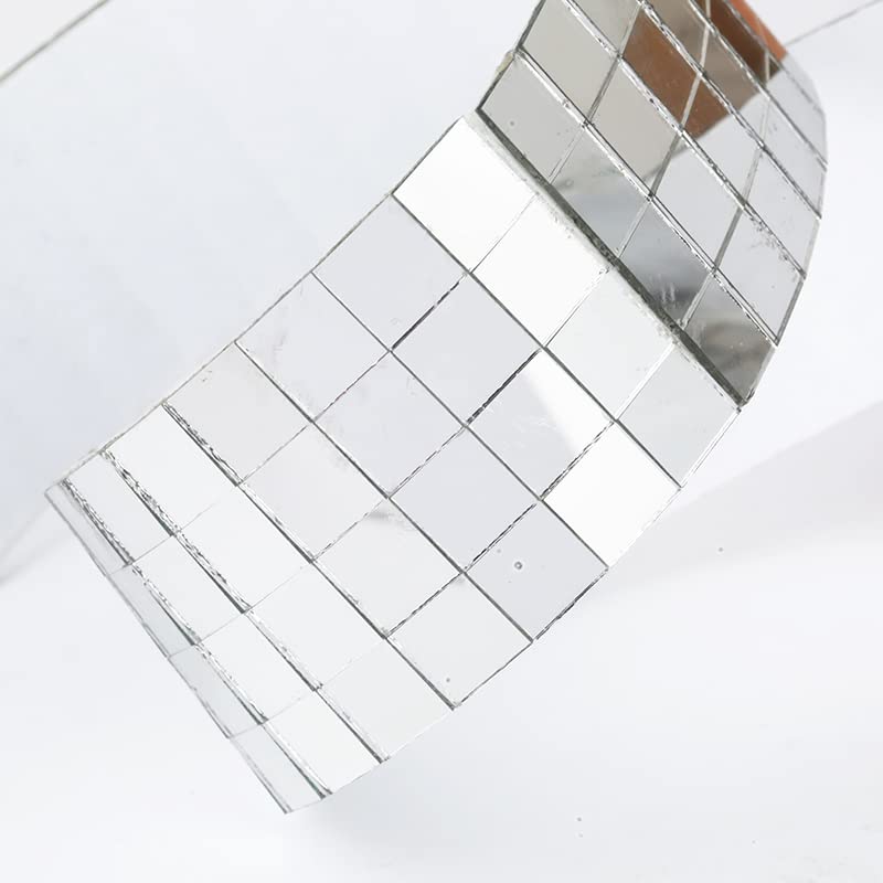 Mosaiksteine Selbstklebende quadratische Glasmosaikfliese Silber Spiegel Mosaikplatte for DIY Handwerk Wandaufkleber (Color : Sliver-5x5grid, Size : 4cmx3meters)