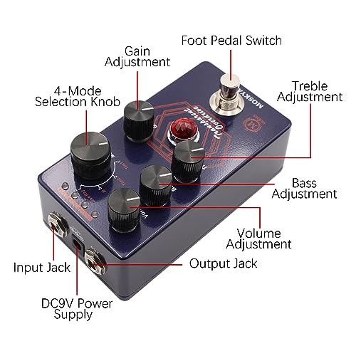 Jemora Overdrive Pédale d’effet Guitare 4 Commutateur de Mode et Commandes Volume/Bass/Treble/Gain Compact Portable Digital Overdrive Guitar Effect Processor Effect Processor for Electric Guitar - Les Beatles, Paul McCartney, John Lennon, RIngo Starr, George Harrison Jemora Overdrive Pédale d'effet Guitare 4 Commutateur de Mode et Commandes Volume/Bass/Treble/Gain Compact Portable Digital Overdrive Guitar Effect Processor Effect Processor for Electric Guitar – Image 5
