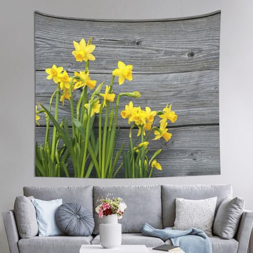 Tapiz grande de pared de 152 x 130 cm JEJEA con flores decorativas para dormitorio