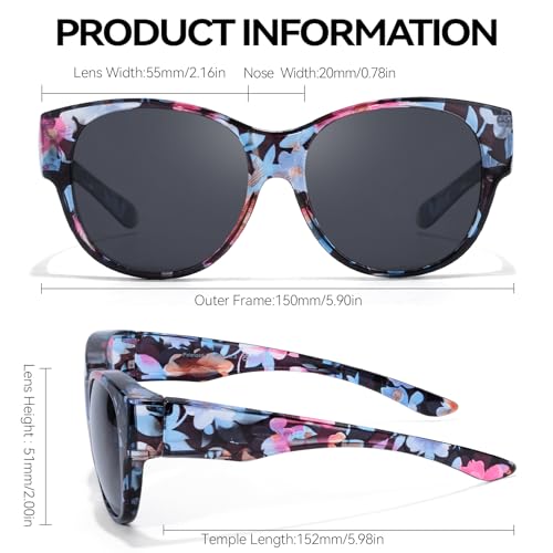 LVIOE Fit Over Sunglasses for Women Men Polarized Wear Over Eyeglasses with UV400 Protection LS57794