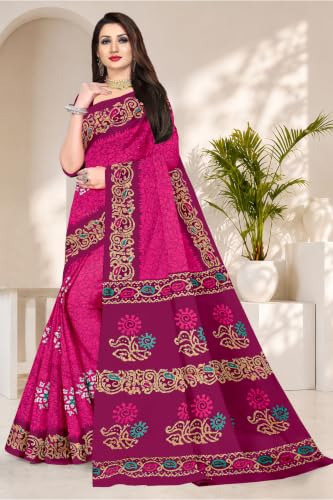 Image of TAMAIRA FASHION Mulmul Pure Cotton Saree For Woman Batik Printed |Office Wear Daily Wear Sarees For Women Without Blouse Piece