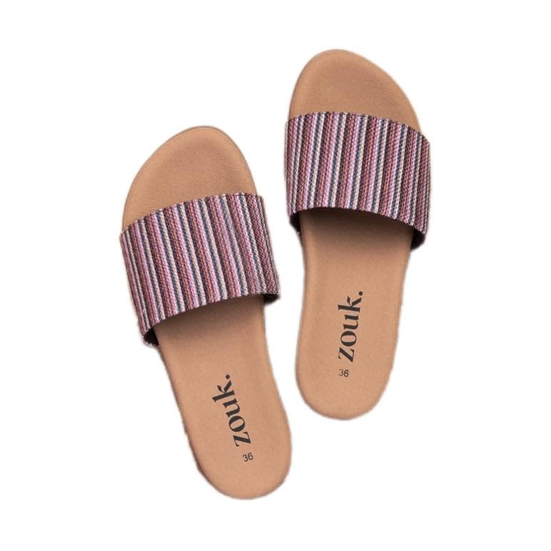 ZOUK 100% Vegan Leather Handcrafted Stripped Print Multicolor Rohtang Stripes Sliders For Women Size- 4 (B0B75QX7JB) Amazon Price History, Amazon Price Tracker