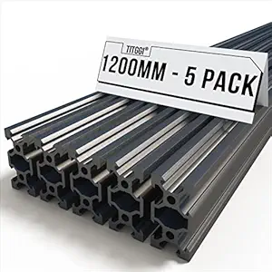 5PCS 48inch(1220mm) V Slot 2040 Aluminum Extrusion Profile for 3D Printer and CNC DIY, High-Strength European Standard Extruded Aluminum Linear Rail Guide, Anodizing Technology(Black)
