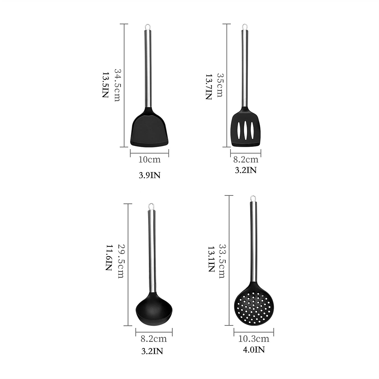 Raspador de Silicona 4 Piezas Espátula de Silicona de Acero Inoxidable Utensilios de Cocina Resistentes al Calor Utensilios de Cocina Ideales para Huevos y，