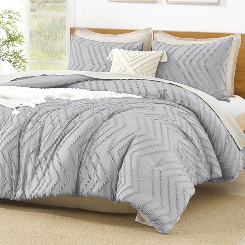 Image of Litanika 3 Pcs Light Grey Boho Oversized Super King Plus Comforter Set