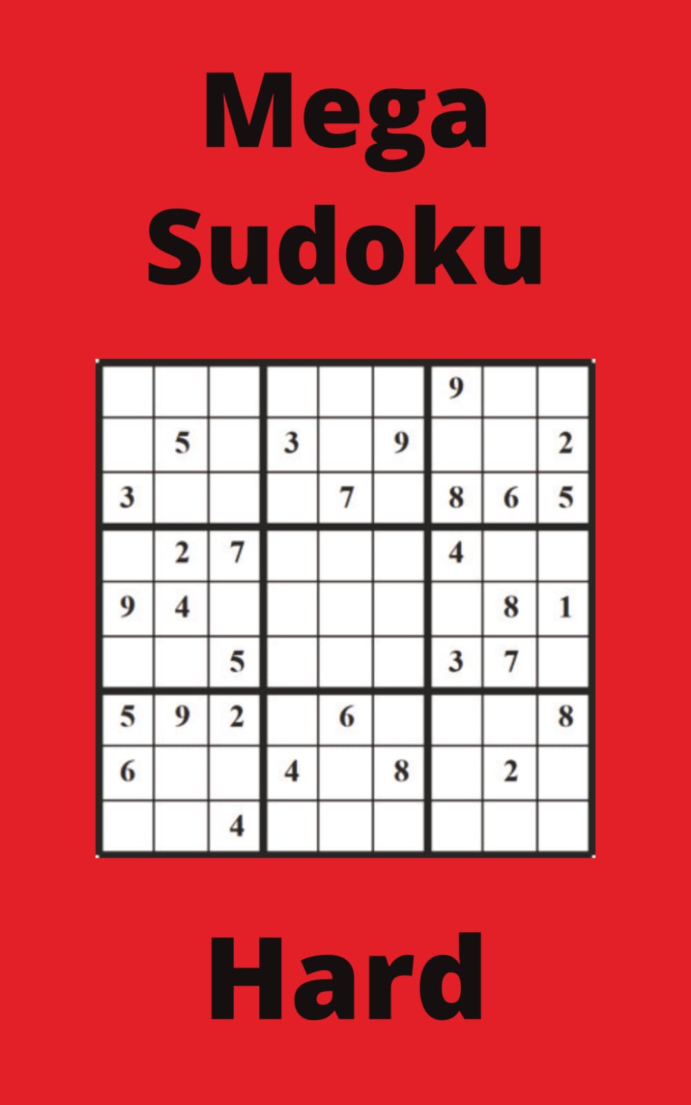 Red Mega Sudoku Book, 9x9 Puzzles, 50 Pages, 5x8, Hard