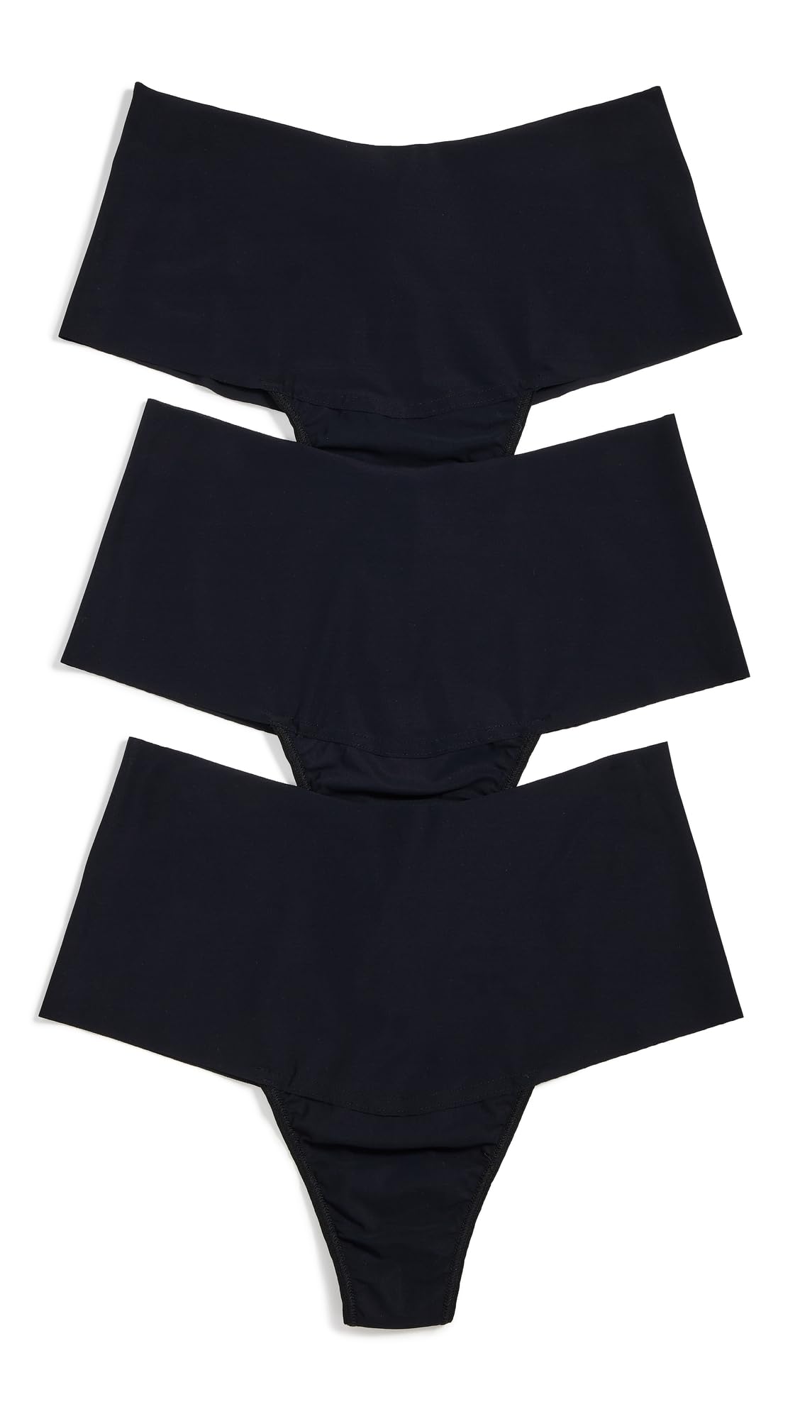 hanky panky Women's Breathe Hi Rise Thong 3 Pack, Black, L