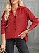 Astylish Long Sleeve Shirts for Women Fashion Fall Outfits Winter V Neck Waffle Knit Sweater Button Down Tops Solid Shacket Jacket Clothing Outwear Racing Red Small