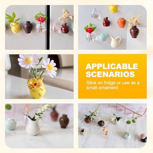 8 imanes mini jarrón para refrigerador 3D cerámicos miniatura 5