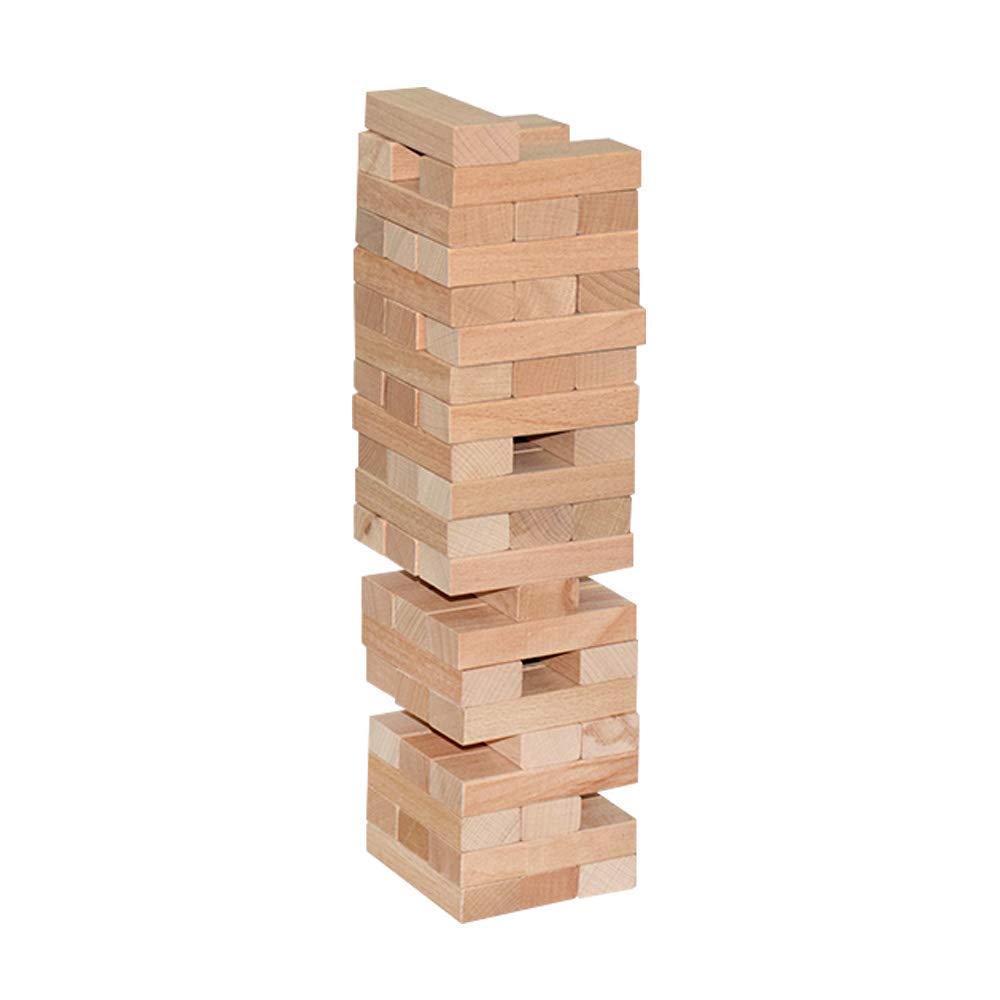 TVM Wooden Blocks, Stacking and Balancing Game for Kids and Adults, Improves Hand-Eye Coordination, Gift for Ages 6 and Up, 54 Hardwood Blocks Set