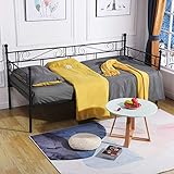 H.J WeDoo Klassisch Tagesbett Bettsofa Schlafsofa Einzelbett Metallbett Jugendbett Prinzessinnenbett Kinderbett Gästebett Bett Sofa 90x190cm Schwarz