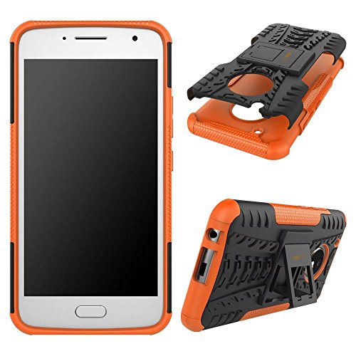 Image of Heartly Back Case Cover Compatible with Motorola Moto G5 (5.0 inch inch) - Kickstand Rugged Shockproof Tough Hybrid Armor Dual Layer Bumper - Mobile Orange